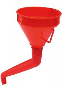 Funnel for engine oil, diesel and petrol with filter and bent tube