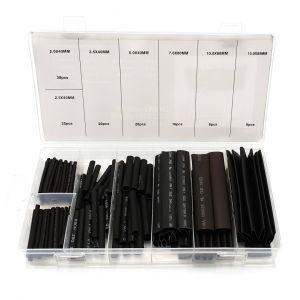 Assortment of 127 pcs black heat-shrink tubing